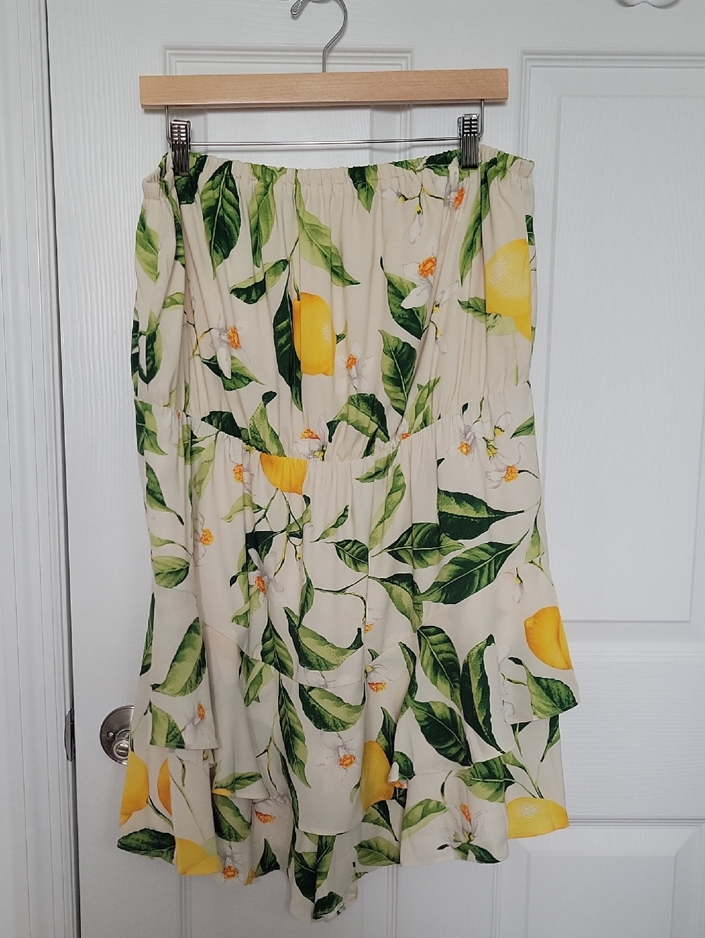 Express Lemon Floral Strapless Romper XL Resort Vacation Summer